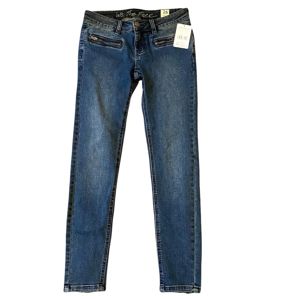 We The Free by Free People NWT Jet low rise skinny jeans Baltic blue size 26 - Picture 2 of 4